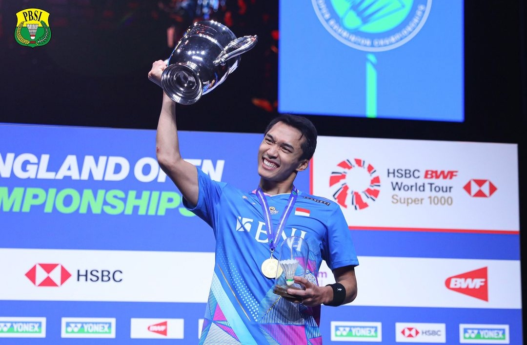 Jonatan Christie saat menjuarai All England 2024.