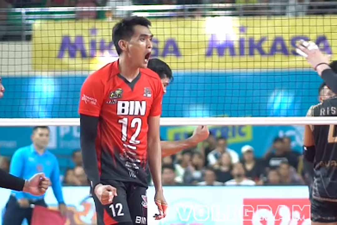 Rivan Nurmulki dalam sebuah pertandingan di Proliga 2024.