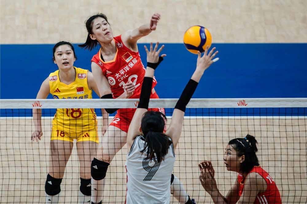 Li Yingying saat melakukan spike di laga kontra Korea dini hari tadi.