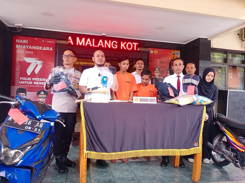 PELAKU: Wajah pembunuh Diah Agustin Lestari,mahasiswi UM asal Ngawi saat pers rilis di Polresta Malang, Senin (13/5) lalu.