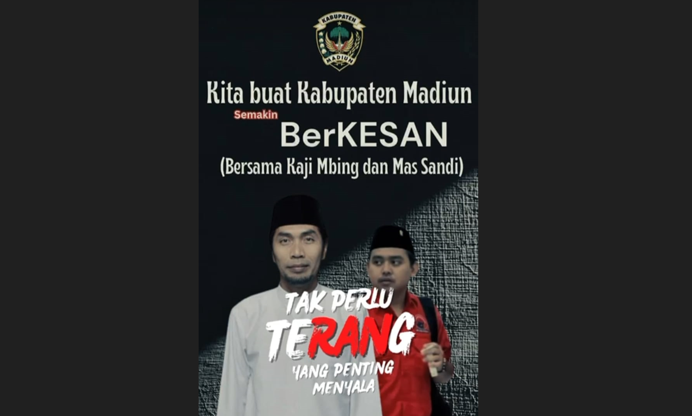 VIRAL: Gambar mantan bupati Ahmad Dawami dan bacawabup Sandhika Ratna Ferryantiko viral di media sosial. (ISTIMEWA/RADAR MADIUN)