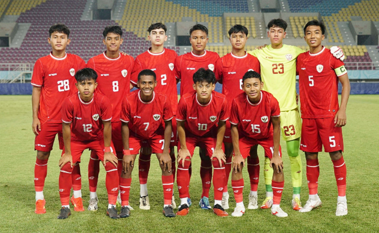 Timnas Indonesia U-16 saat melakoni laga uji coba beberapa waktu lalu.