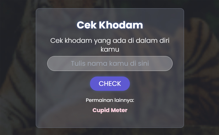 Tampilan homepage situs cek khodam online.