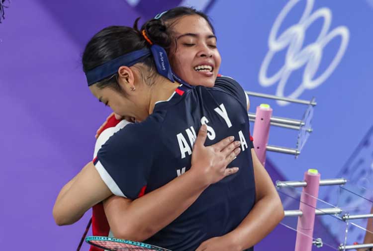 An Se Young usai mengalahkan Gregoria Mariska di semifinal.