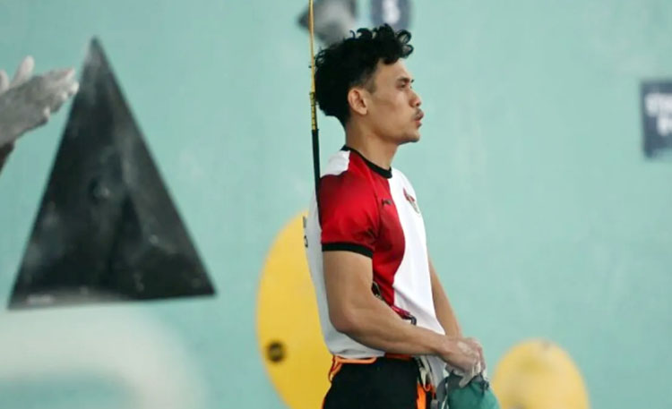 Veddriq Leonardo saat berlaga di final Olimpiade Paris 2024.