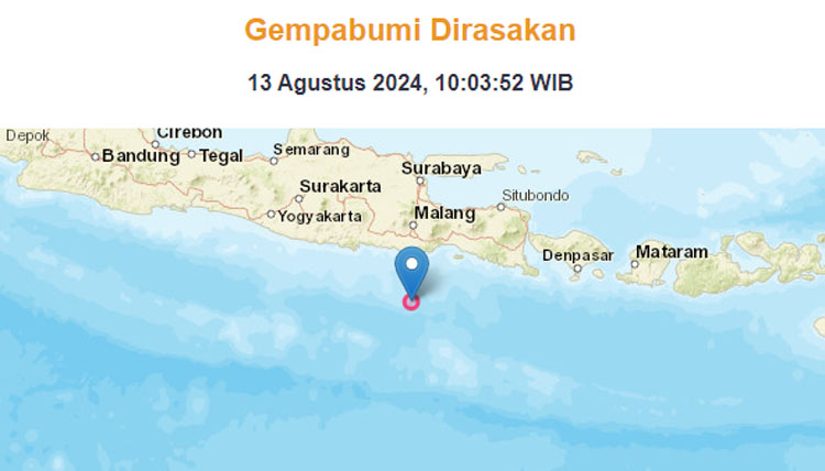 Pusat gempa berada di kedalaman laut.