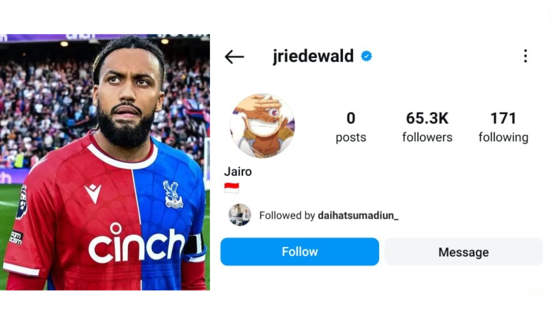 BERDARAH INDONESIA: Jairo Riedewald memasang bendera Indonesia di bio Instagramnya, Selasa (27/8).