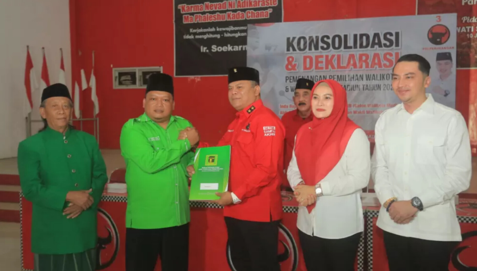 PINDAH KE LAIN HATI: PPP beralih dukung Inda Raya-Aldi (Dadi) di Pilkada Kota Madiun. (BAGAS BIMANTARA/RADAR MADIUN)