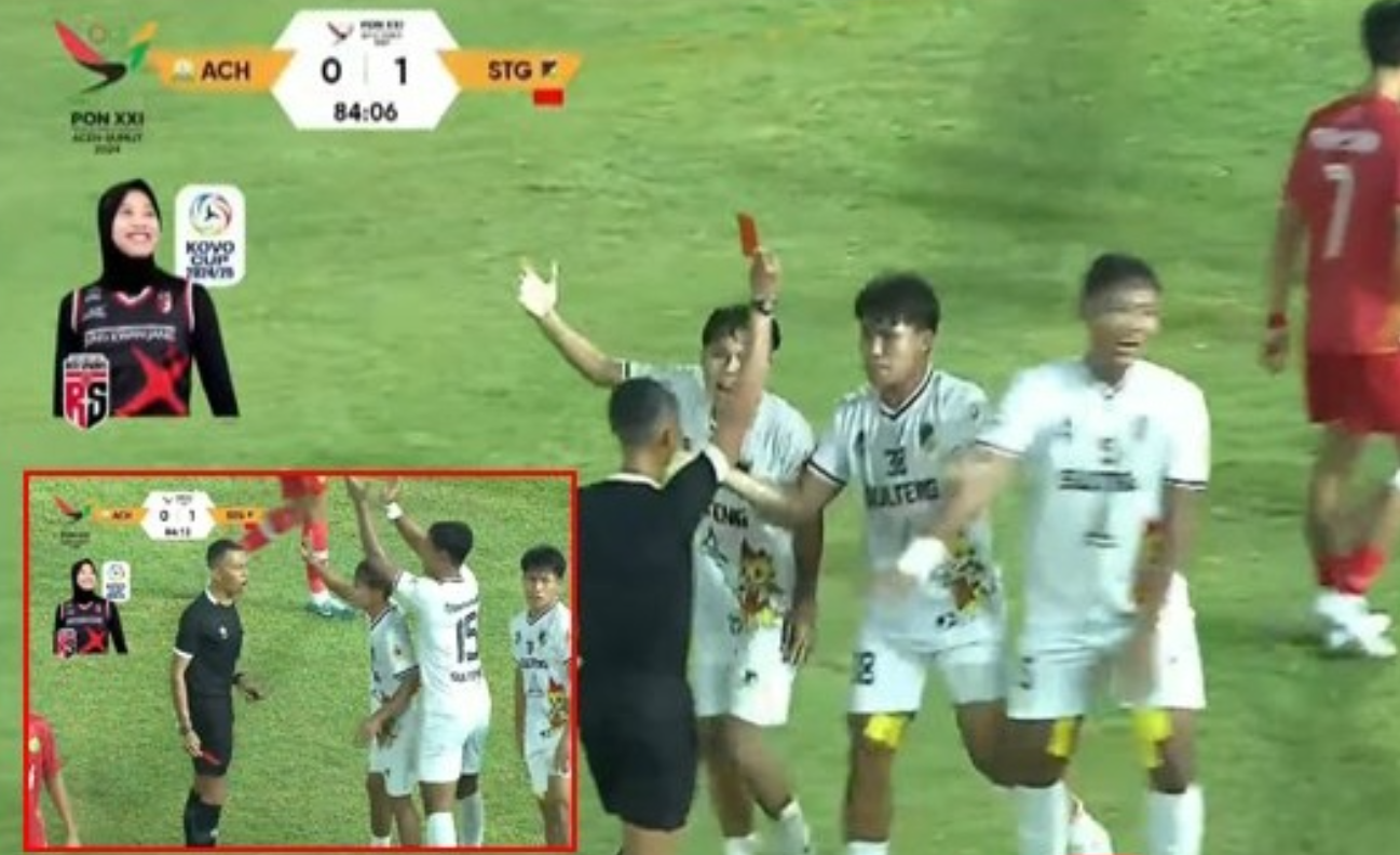 MEMALUKAN: Kronologi pemukulan wasit di pertandingan Aceh vs Sulteng, dalam laga perempat final sepak bola putra PON XXI 2024. (INSTAGRAM)