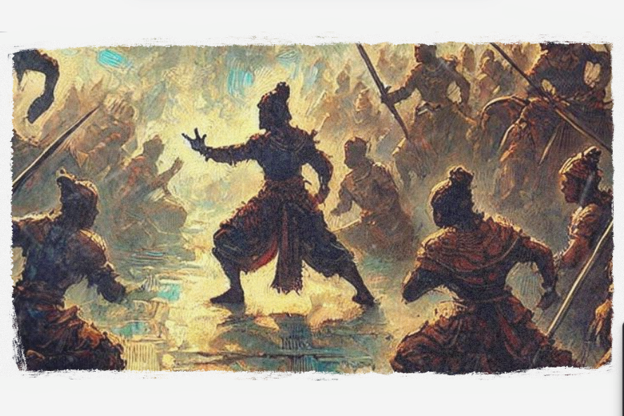 Ilustrasi cerpen lakon wayang Jayasusena Gugur (AI GENERATED/CHAT GPT)