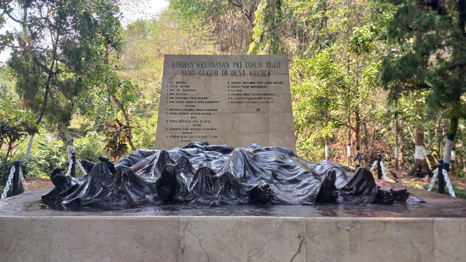 SAKSI SEJARAH: Sejarah keganasan PKI dalam peristiwa Madiun Affair 1948 digambarkan di Monumen Kresek.&nbsp;(DIAN RAHAYU/RADAR MADIUN)