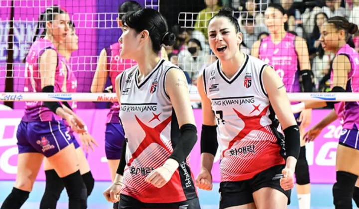 Red Sparks vs Pink Spiders di play off musim lalu.