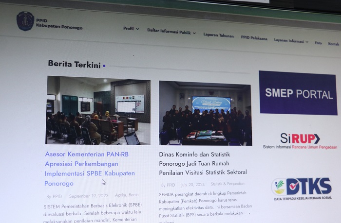LAWAS: Website milik OPD di lingkup Pemkab Ponorogo minim informasi baru yang diunggah.