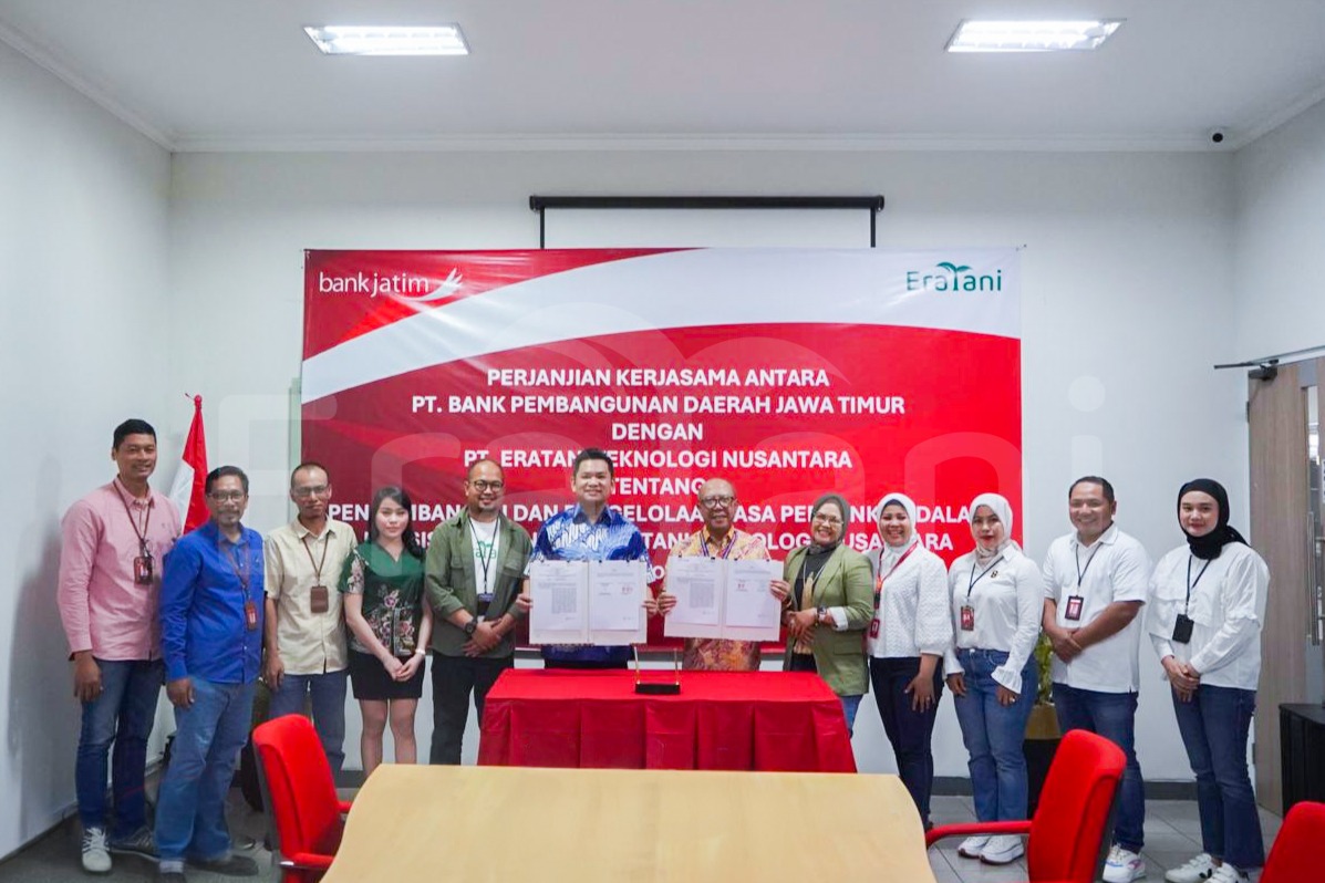 Kerja sama perluasan akses pendanaan bagi petani oleh Eratani dengan Bank Jatim. (ISTIMEWA)