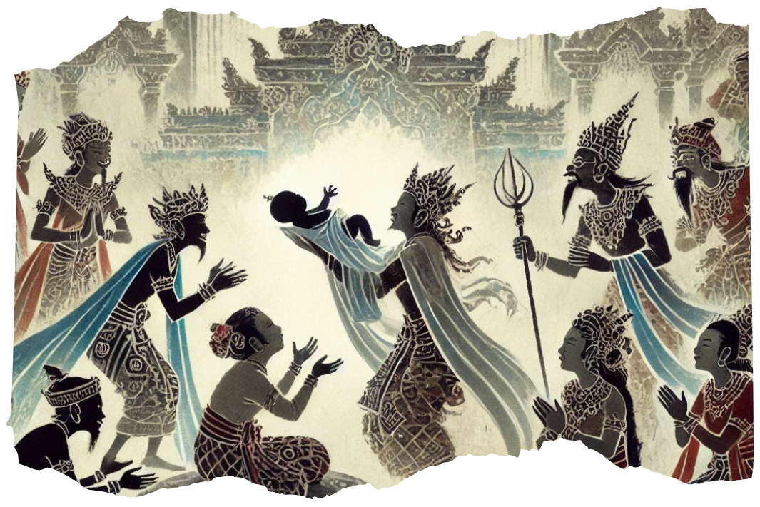 Ilustrasi kelahiran Abimanyu, sang putra Arjuna (AI GENERATED/CHAT GPT)