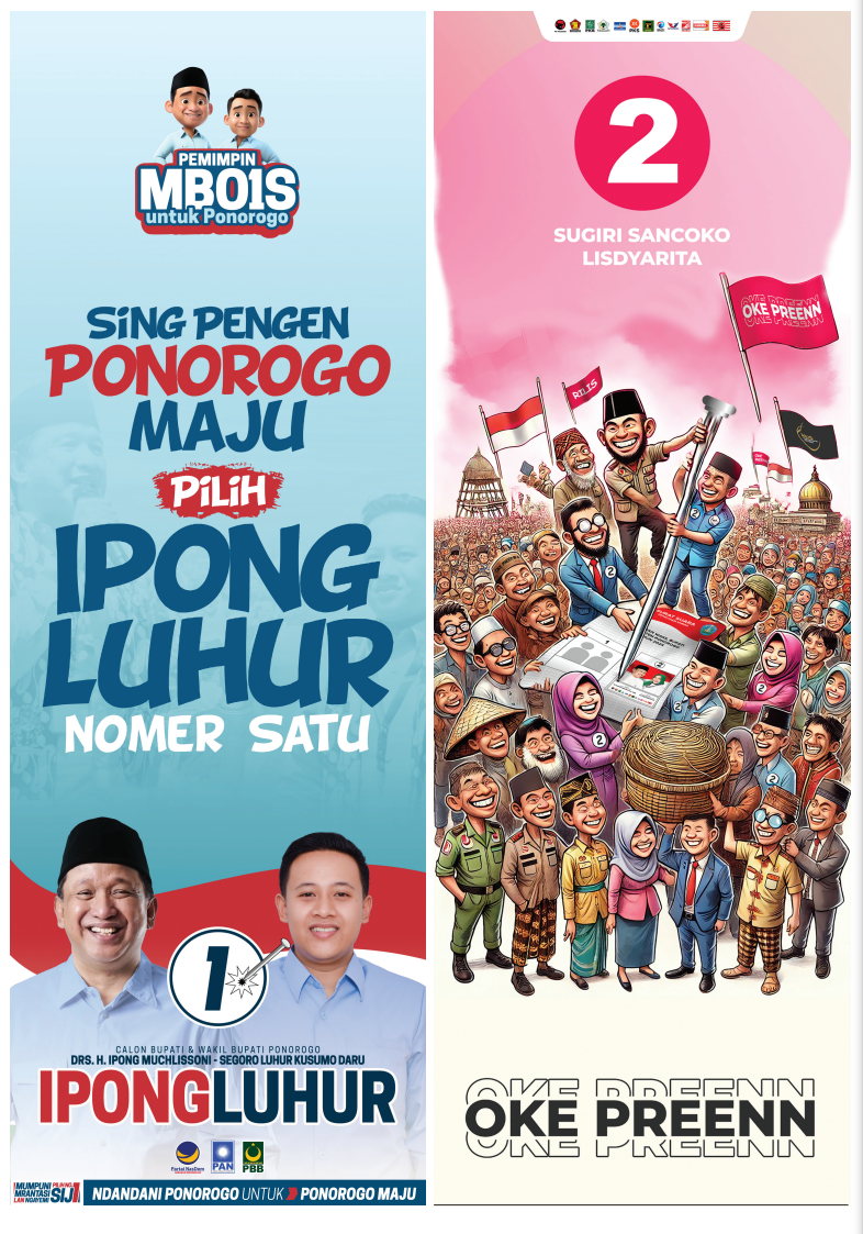 Paslon Ipong-Luhur dan Sugiri-Lisdyarita.