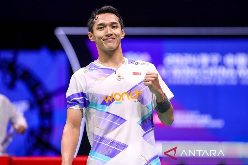 Jonatan Christie di BWF Super 750 China Masters 2024 di Shenzen, China, Minggu 24 November 2024.