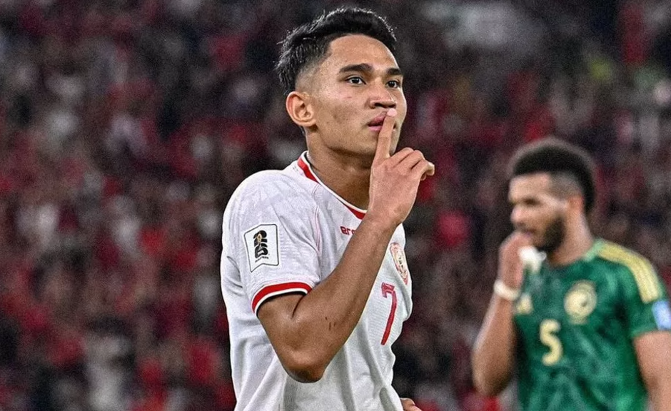 TALENTA HEBAT: Marselino Ferdinan mencetak dua gol ke gawang Arab Saudi di Kualifikasi Piala Dunia 2026.