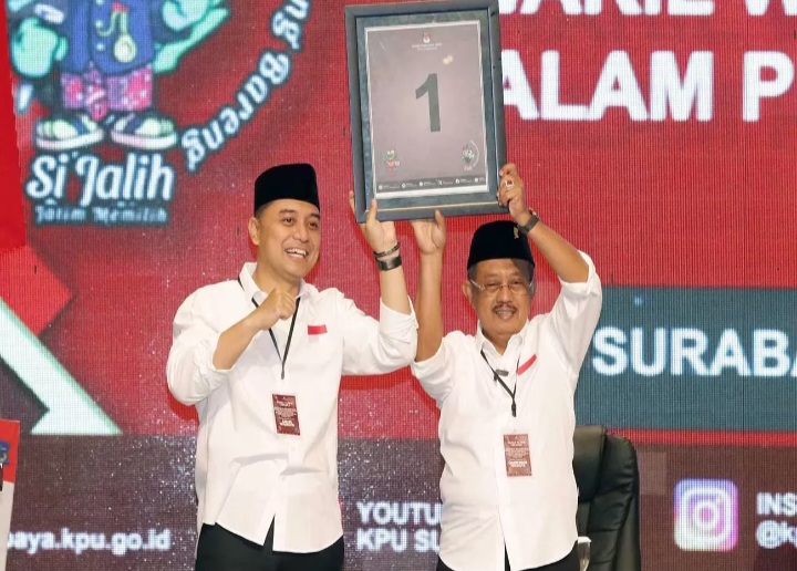 Eri Cahyadi-Armuji unggul atas kotak kosong di Pilkada Kota Surabaya 2024.