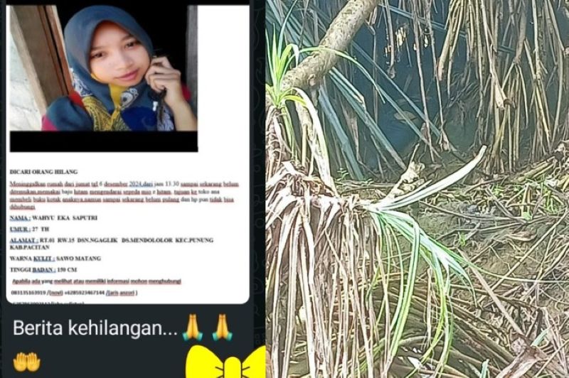 DITEMUKAN: Wanita yang dilaporkan hilang dari Pacitan ditemukan di Pantai Nampu Wonogiri, Senin 9 Desember 2024.
