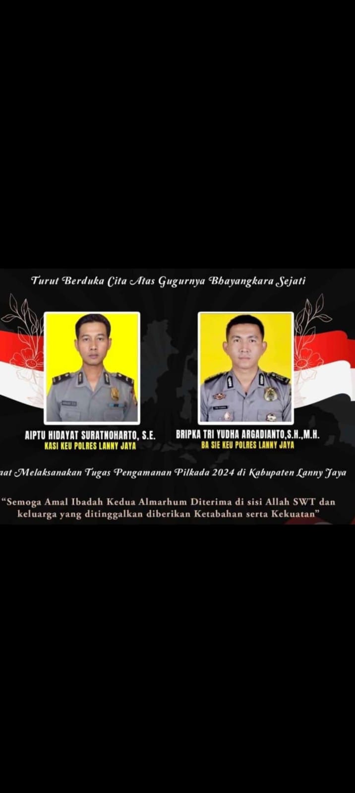 DUKA: Aiptu Hidayat, bersama rekannya, Brigpol Tri Yudha Argadianto, menjadi korban penyerangan OTK di Papua Pegunungan.