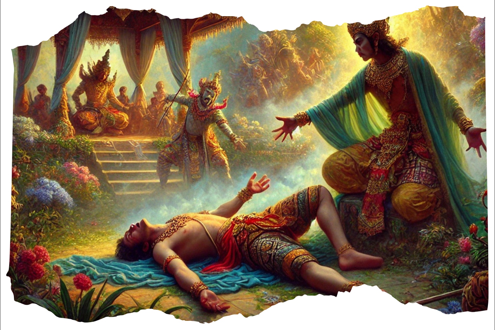 Ilustrasi lakon wayang Kalabendana Rubuh