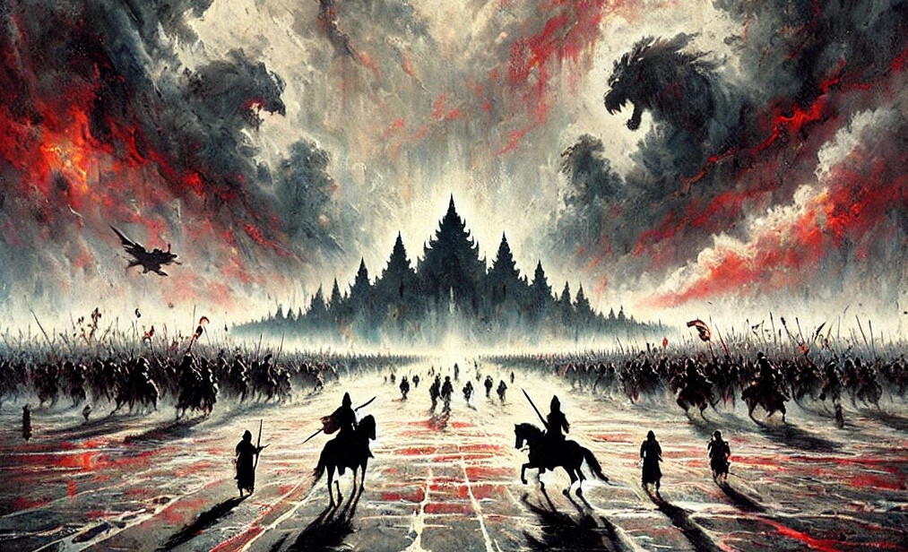 Ilustrasi Tegal Kurusetra sebagai salah satu tempat ngeri dan penuh misteri dalam cerita wayang.
