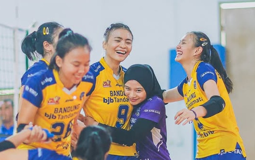 Para pemain Bandung bjb Tandamata, saat friendly match jelang Proliga 2025.