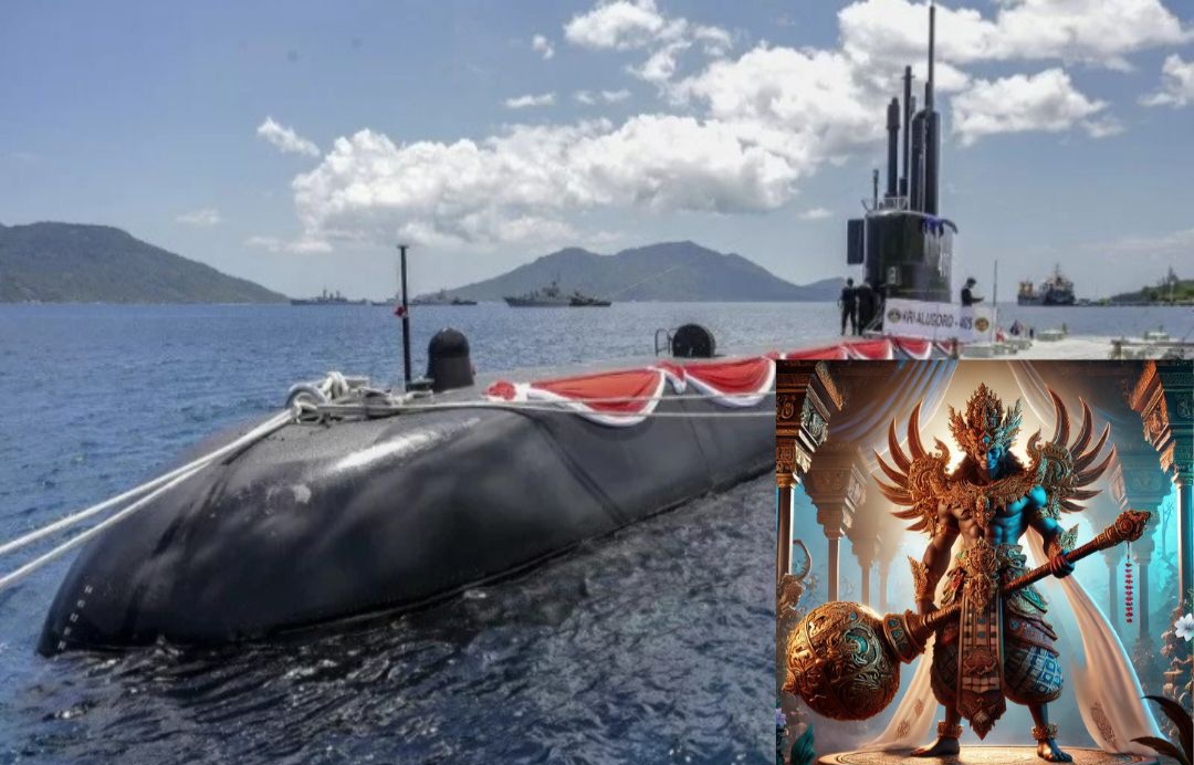 Kapal selam Alugoro dan ilustrasi Baladewa.
