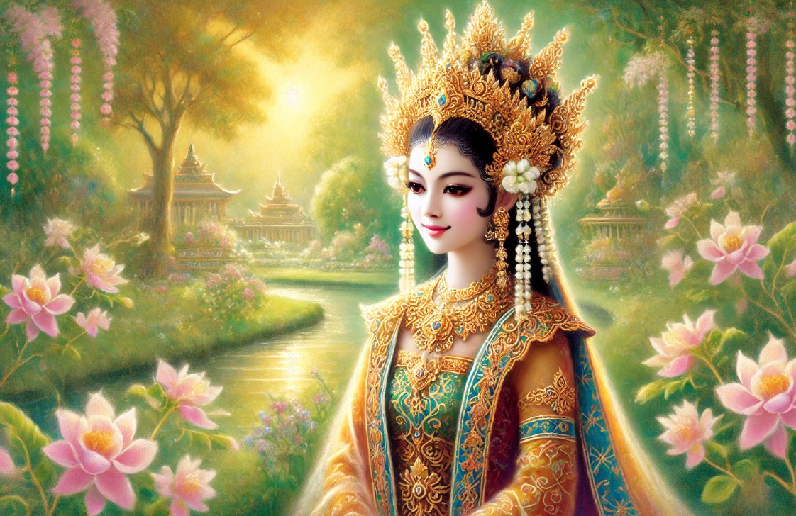 Ilustrasi tokoh wayang Dewi Pregiwa