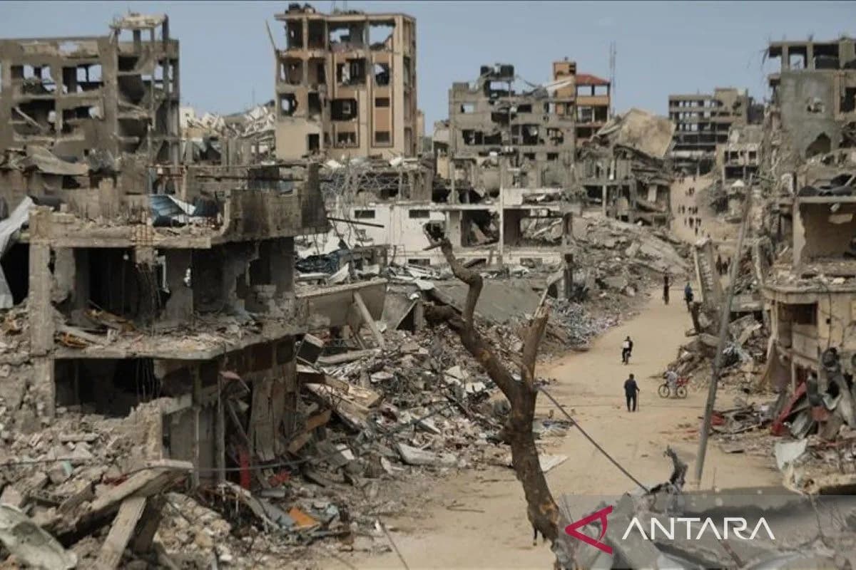 Jalur Gaza yang luluh lantak akibat serbuan Israel.