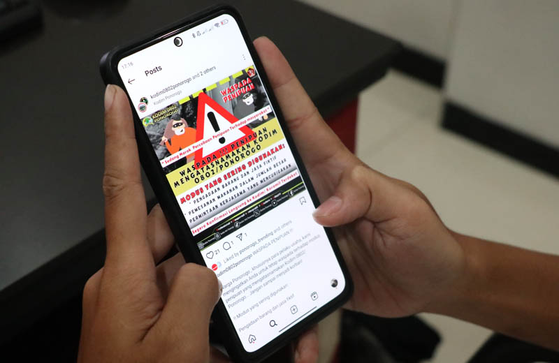 HATI-HATI: Kodim 0802 Ponorogo membagikan flayer peringatan penipuan program makan bergizi gratis lewat instagram.&nbsp;