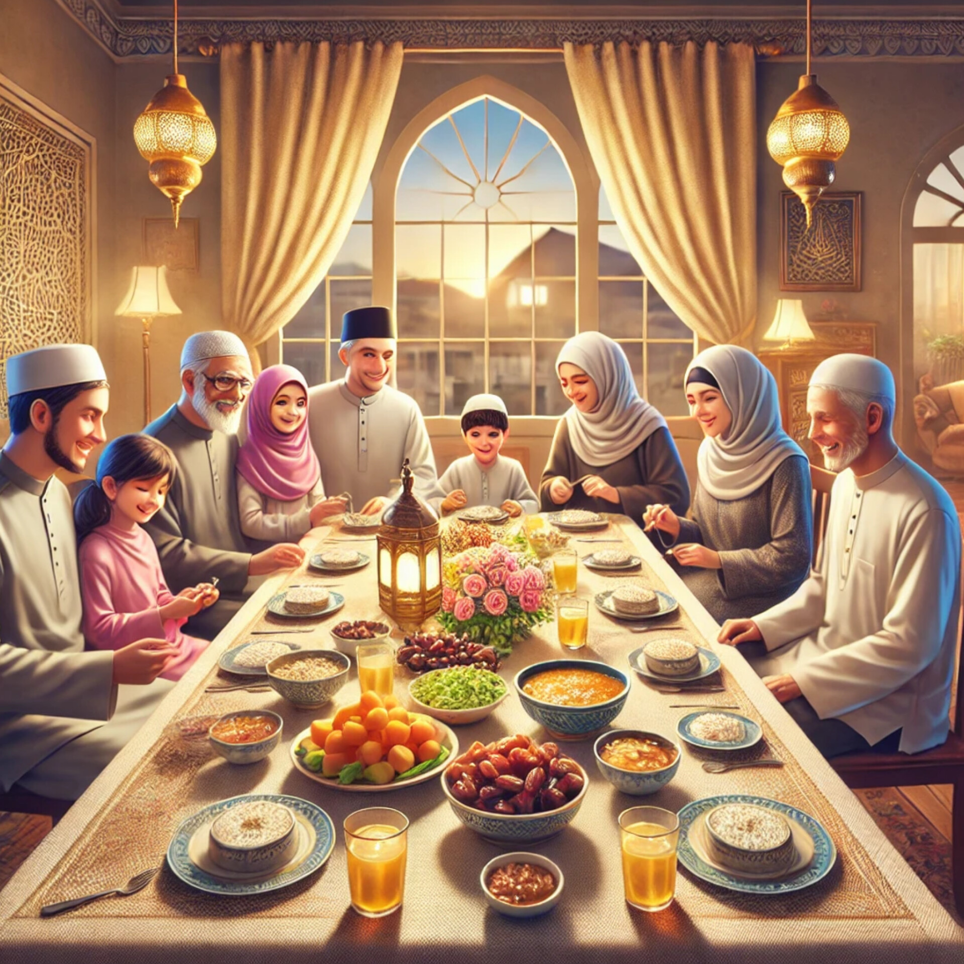 Waktu sahur dan berbuka puasa / AI Generator