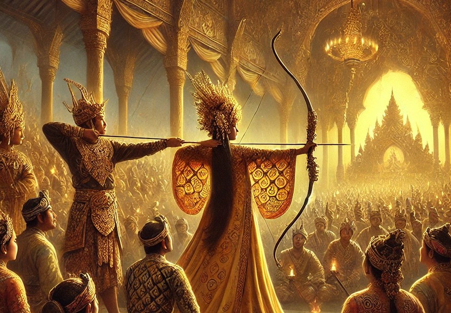 Ilustrasi lakon wayang Sayembara Mantili