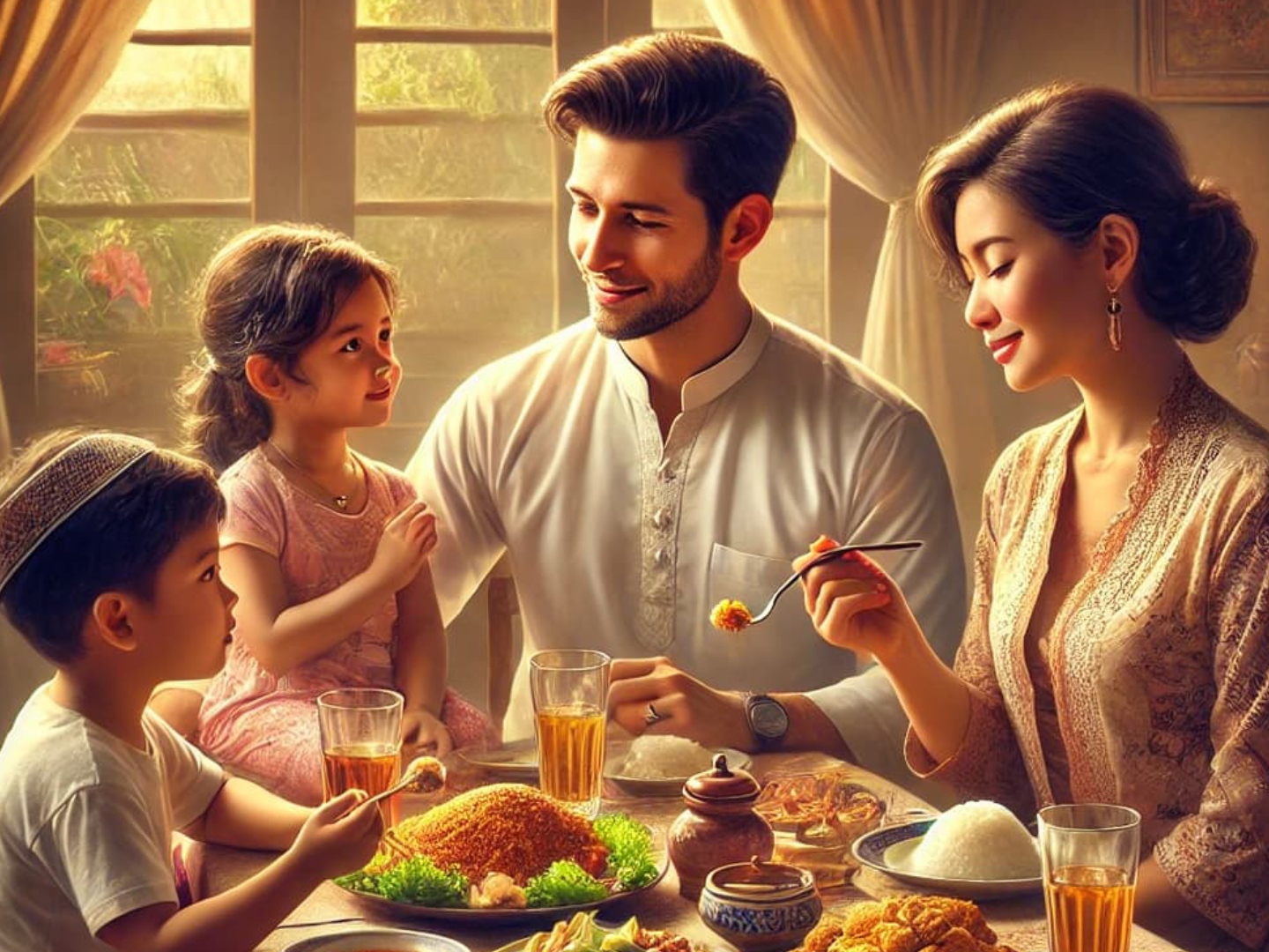 Ilustrasi berbuka bersama keluarga