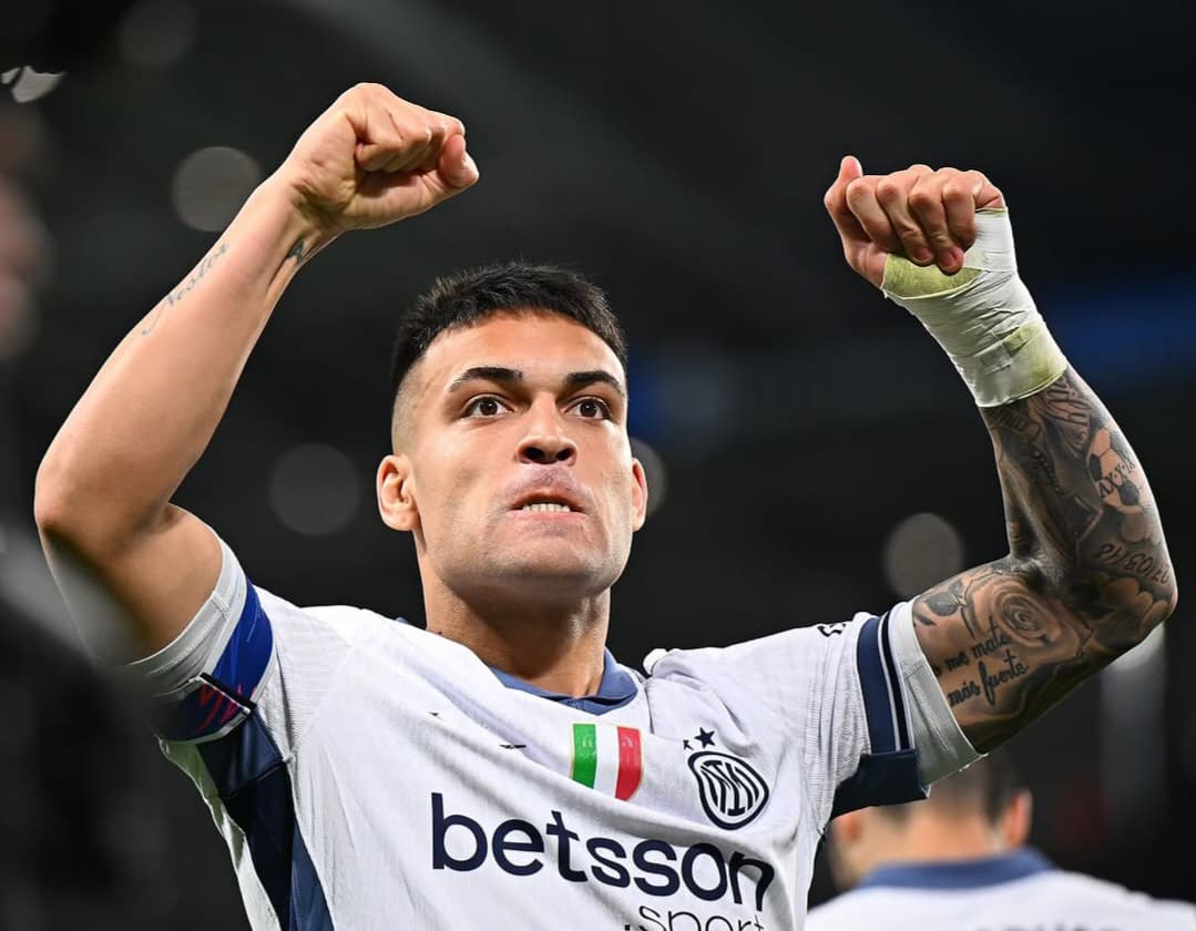 Lautaro Martinez cetak gol ke gawang Atalanta.