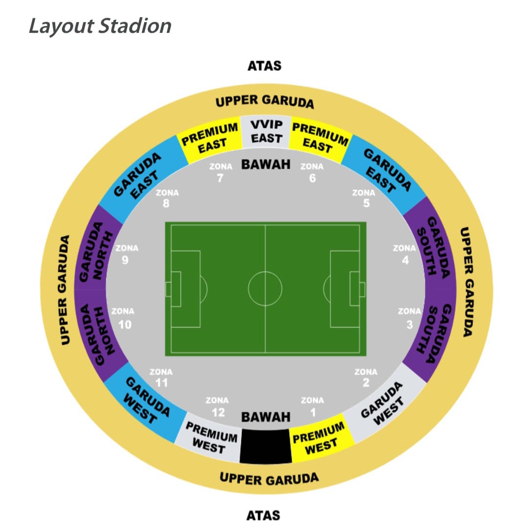 Panduan tempat duduk Indonesia vs Bahrain di SUGBK.