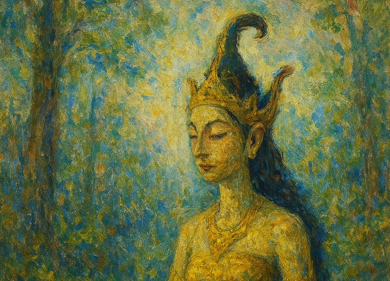 Ilustrasi tokoh wayang Dewi Yukti