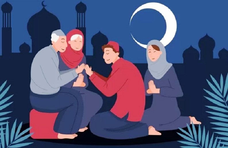 Ilustrasi halalbihalal Idul Fitri. (FREEPIK)