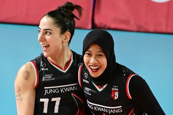 Mega dan Gia saat masih bermain bersama di Red Sparks.