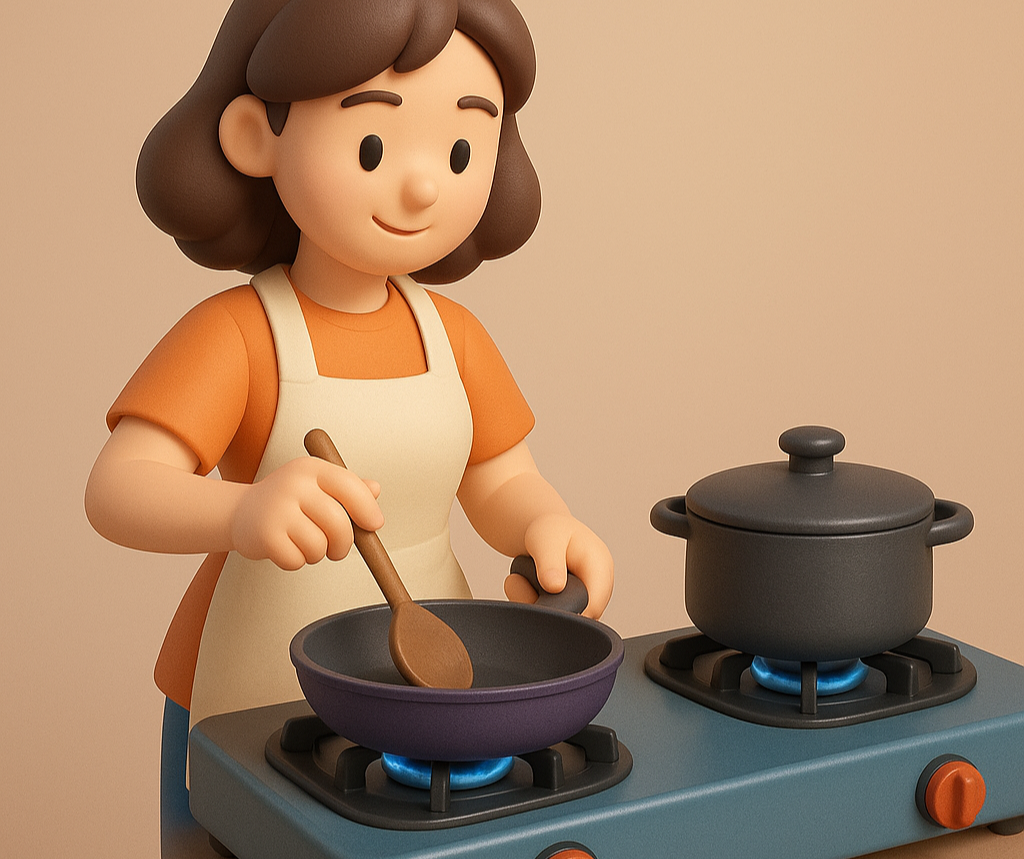 Ilustrasi kompor gas 2 tungku.