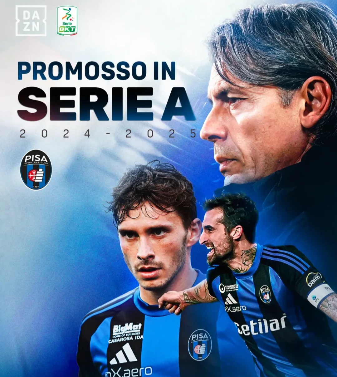 Filippo Inzaghi antar Pisa akhiri penantian 33 tahun ke kasta tertinggi Italia.