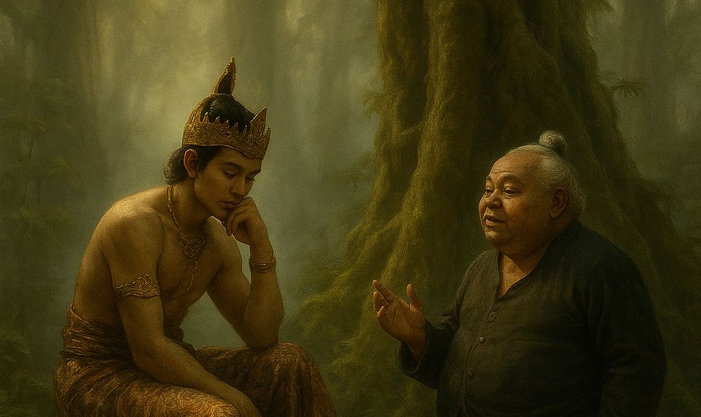 Ilustrasi lakon wayang Semar Mbabar