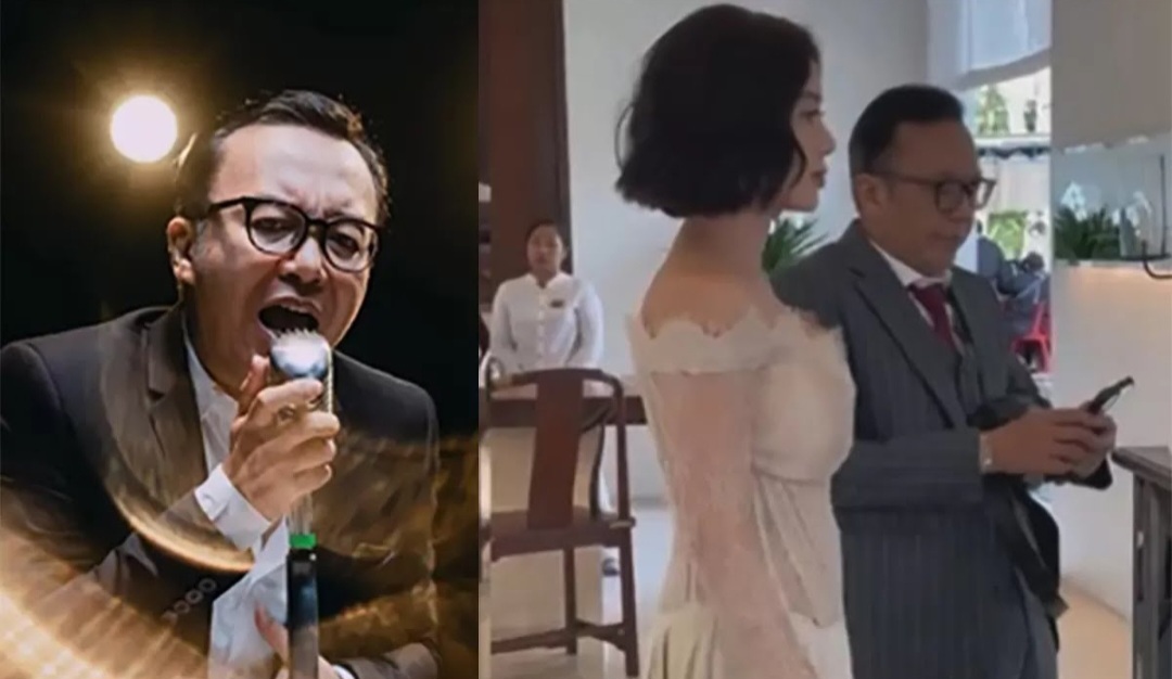 Ari Lasso datang ke pernikahan Luna Maya menggandeng pengusaha cantik Dearly Desiana.