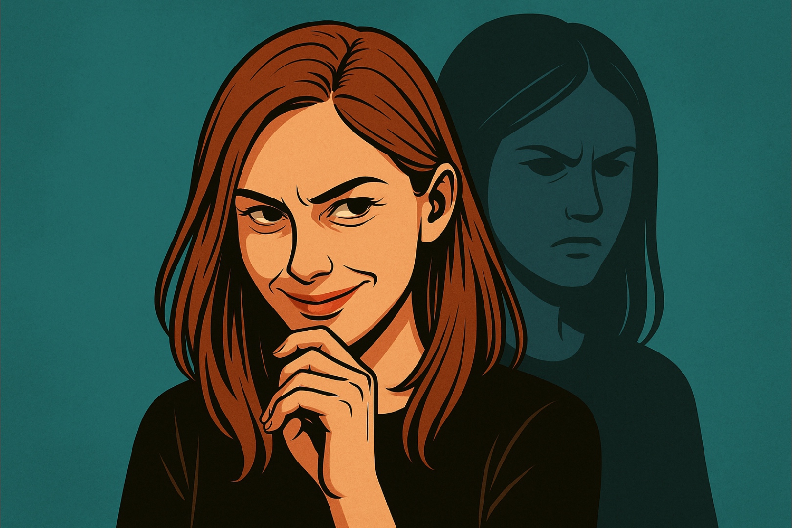 Ilustrasi tanda perempuan memiliki sikap gelap seperti psikopat.