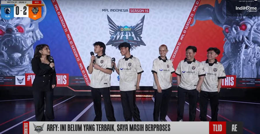 AE Sport menang atas TLID di game pertama MPLID S15 Week 8 hari Jumat 16 Mei 2025. Favian dibuat mati kutu di match kedua. Hasil pertandingan 2-0 untuk keunggulan Nino cs.