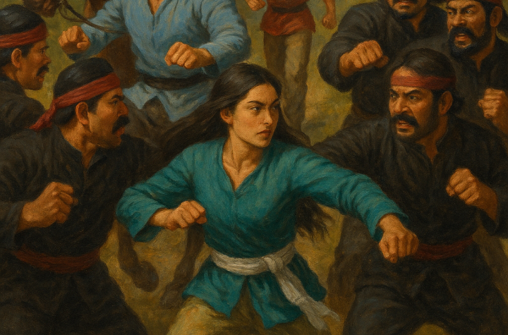 Ilustrasi cerita silat Palagan Lawu Wilis saat Anila Nurani dikeroyok sejumlah warok di Ponorogo.