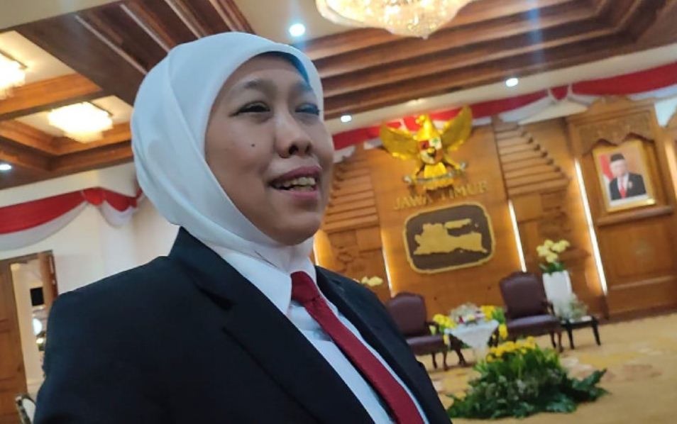 Gubernur Jatim Khofifah Indar Parawansa di Gedung Negara Grahadi, Surabaya.