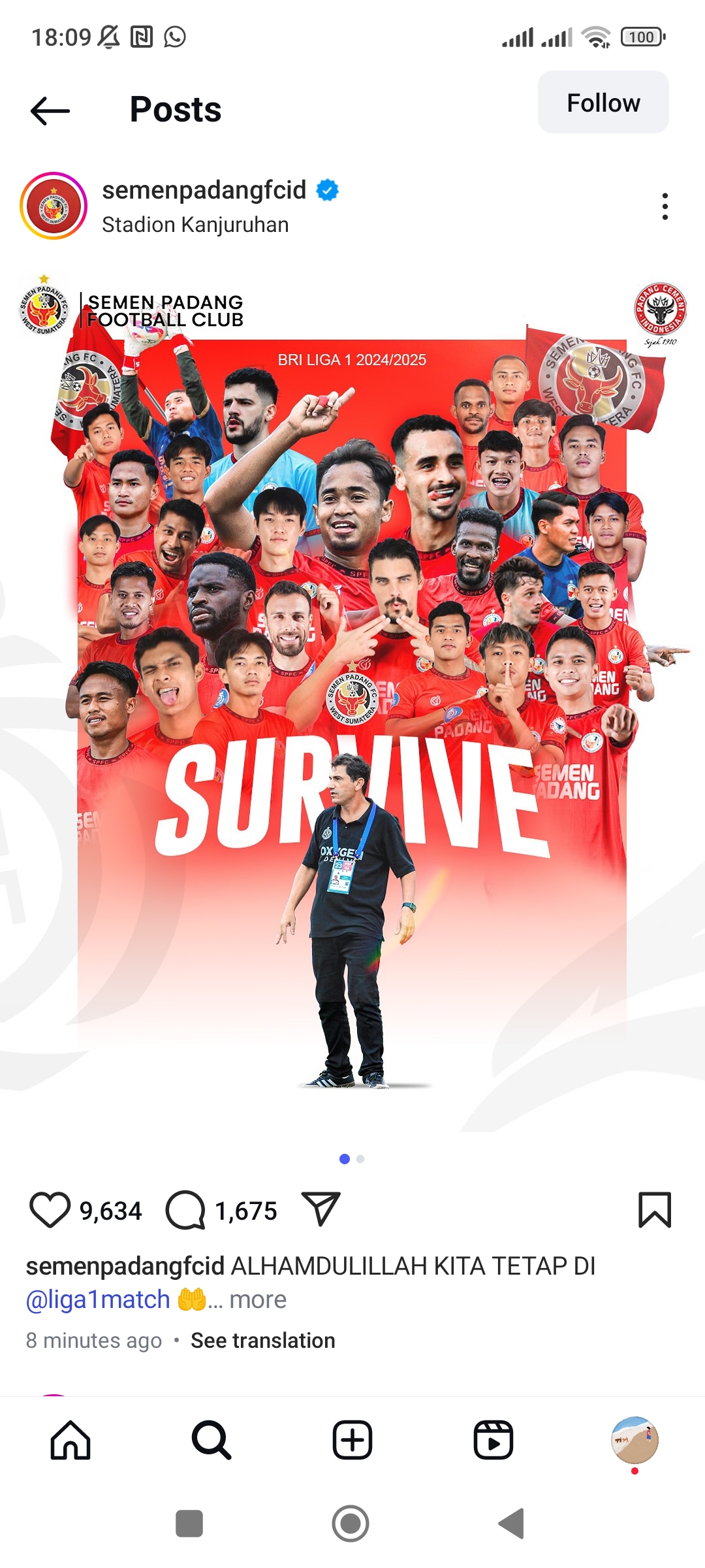 Semen Padang meraih hasil apik di laga terakhir Liga 1 vs Arema FC, sekaligus memastikan selamat dari ancaman degradasi.