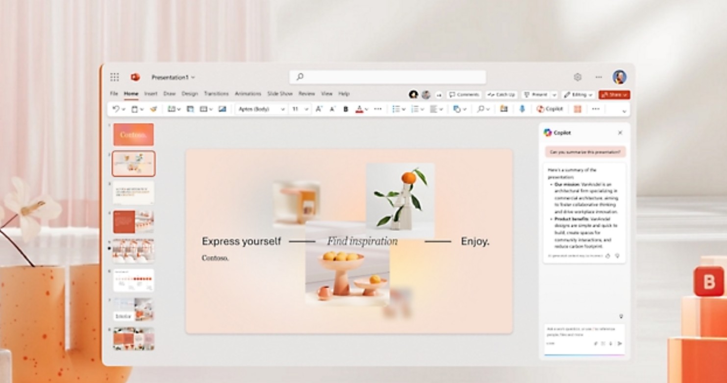 Ilustrasi desain presentasi di Microsoft PowerPoint